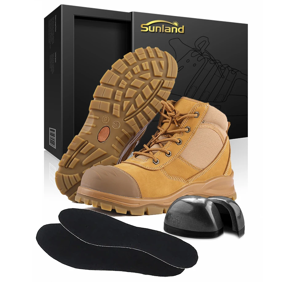 Sunland safety shoes mid cut steel toe steel toe sepatu safety safety shoes work boots construction