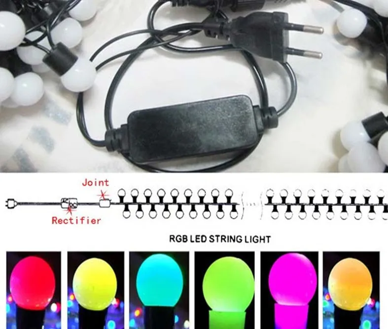 RGB Радужная светодиодная Рождественская гирлянда с маленькими шариками для вечеринки уличное освещение игр водонепроницаемая IP 67
