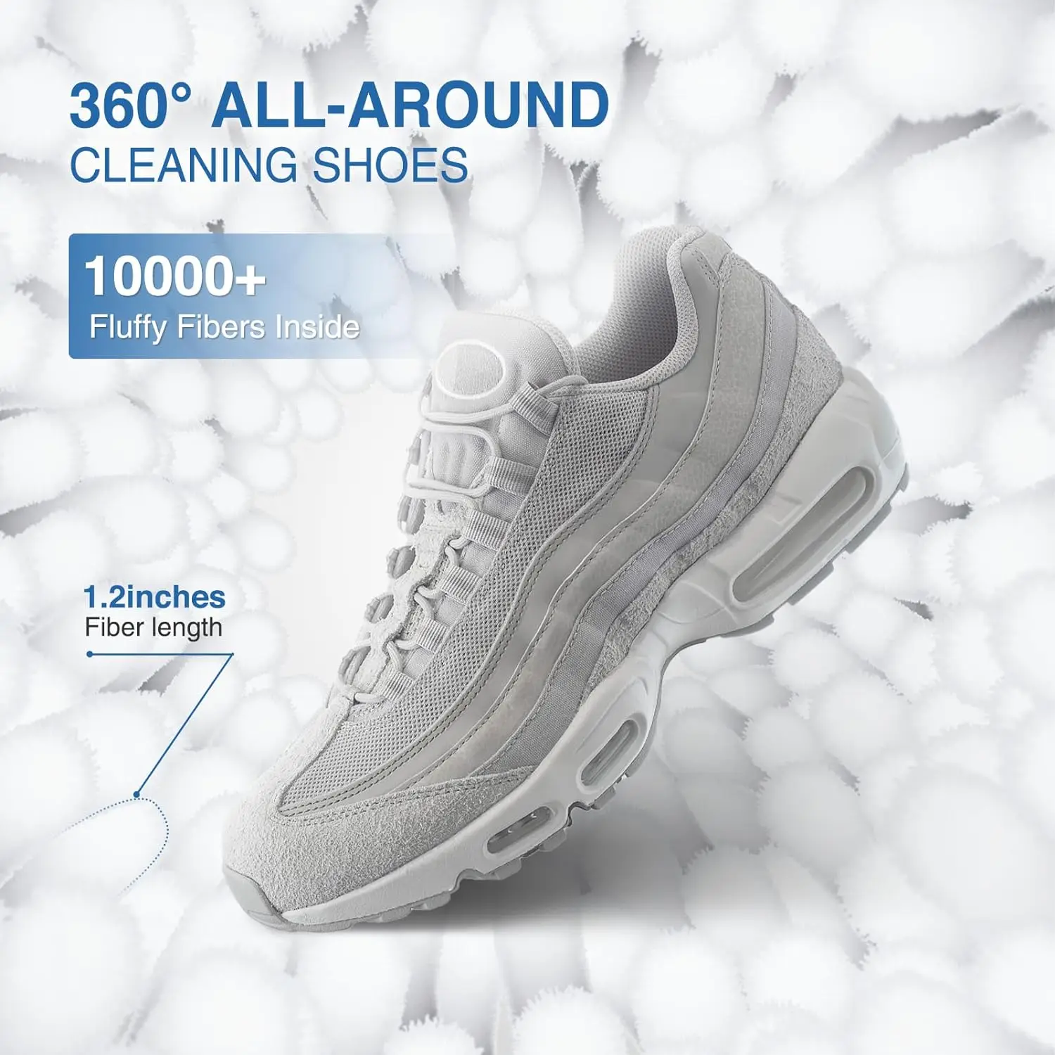 Durable Fluffy Fibers Keep 360 Wrap-around Adjustable Shoe Trees Cleaning Shoe Washing Bag for Washing Machine