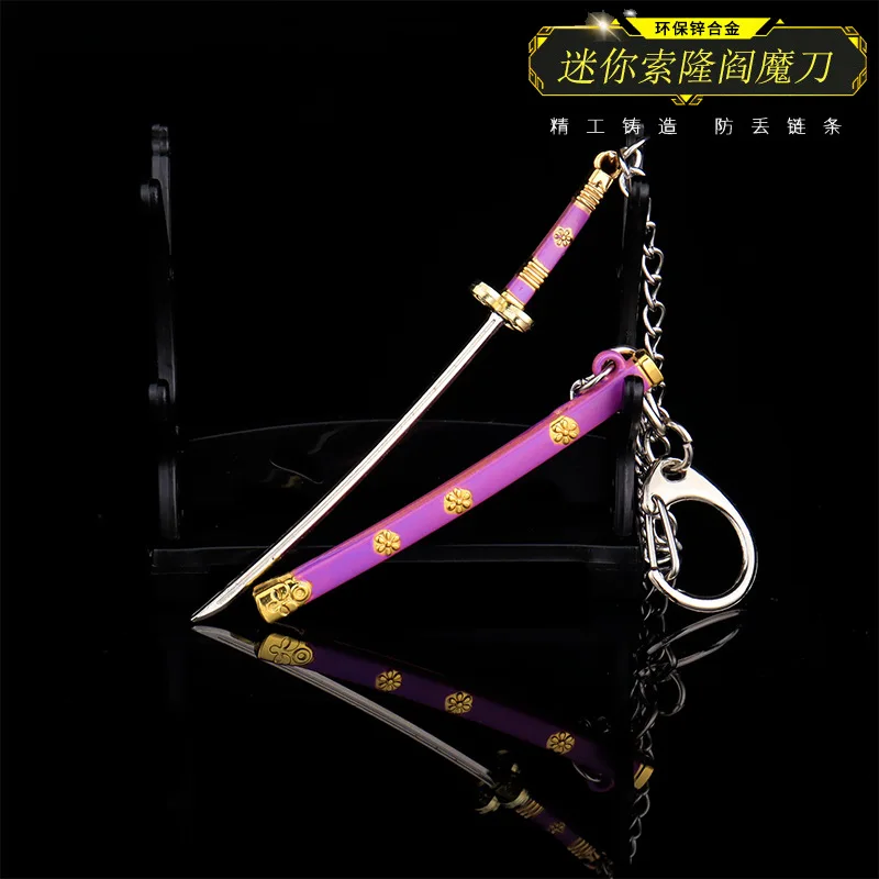 Zoro Sword Anime One Piece Katana Keychains 9cm Metal  Weapon Sword Keychain Katana KeyChains