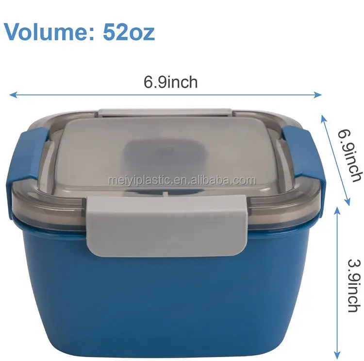 52oz PP Plastic Portable Salad Lunch Container, Salad Bowls Dressings Container Set Salad Box