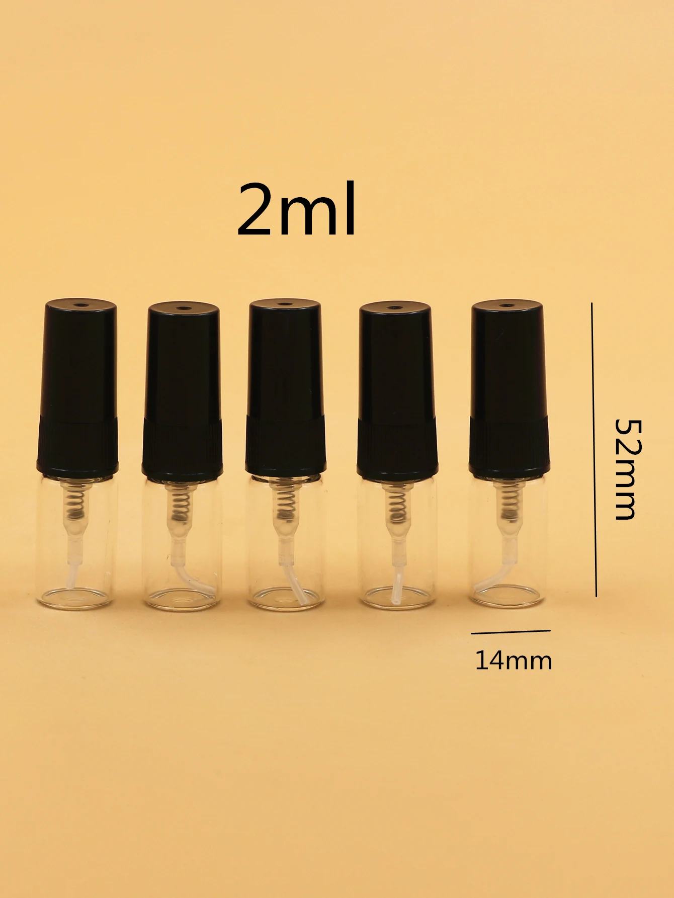2ml Transparent Glass  Portable Spray Bottles Mini Vails Plastic Black Pump Perfume Bottles Fragrance Diffuser Bottle