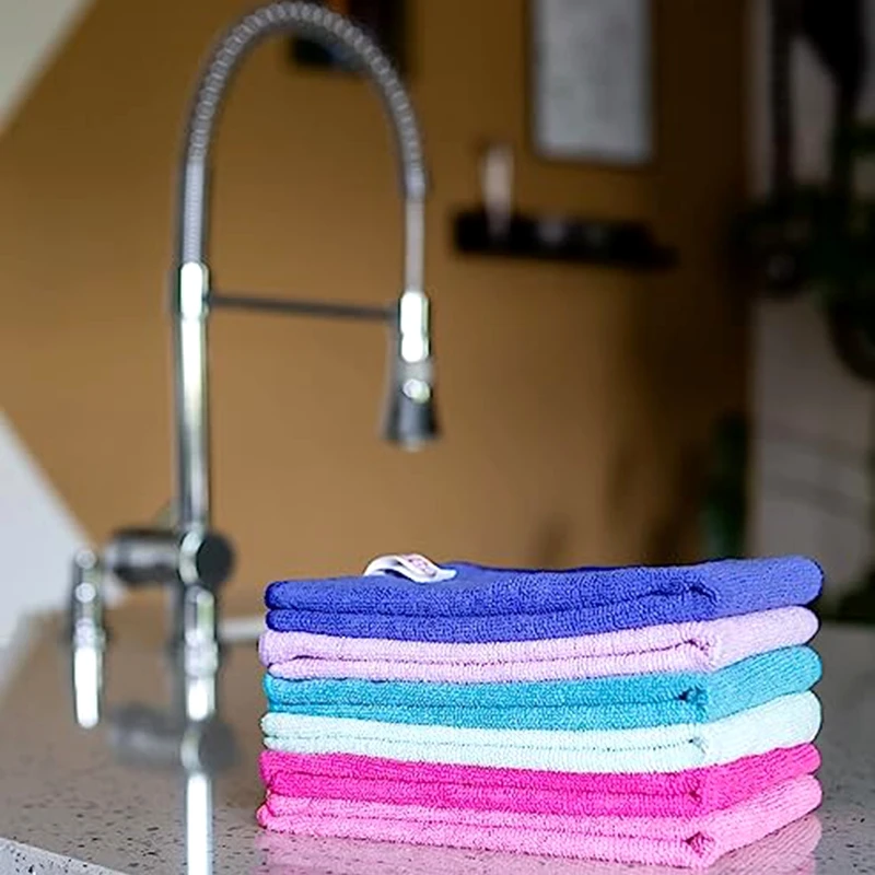 Microfiber Cleaning Cloth Towel Car Wash Towel Kitchen Microfiber Window Glasses Cleaning Cloth with Custom Print Logo