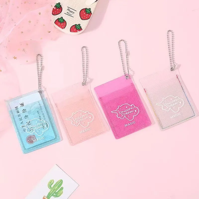 customized transparent clear plastic pvc eva tpu holographic ID Card case wallet glitter card holder
