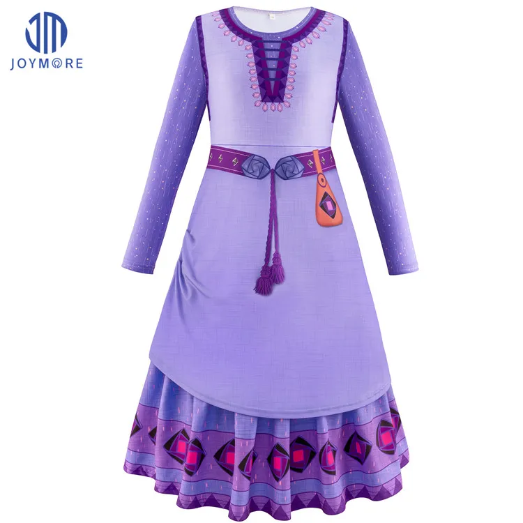 JM For Wish Asha Costume for Girls Movie Characters Princess For Asha Dress Cosplay with Accessories 3-12Y