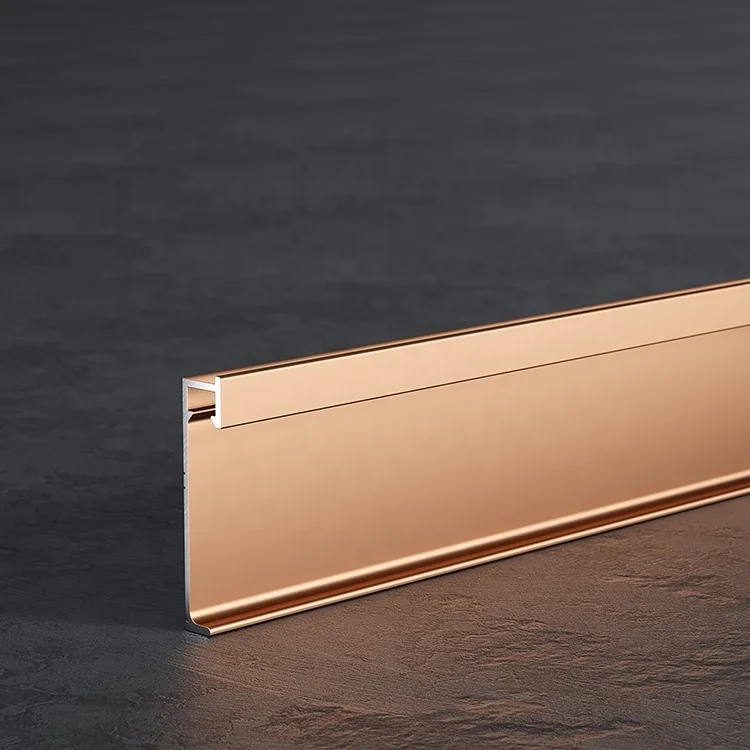 High-end Anodized Aluminum Profile LED Concealed Skirting Invisible Skirting Board Embedded Baseboard for 12mm Wall panel