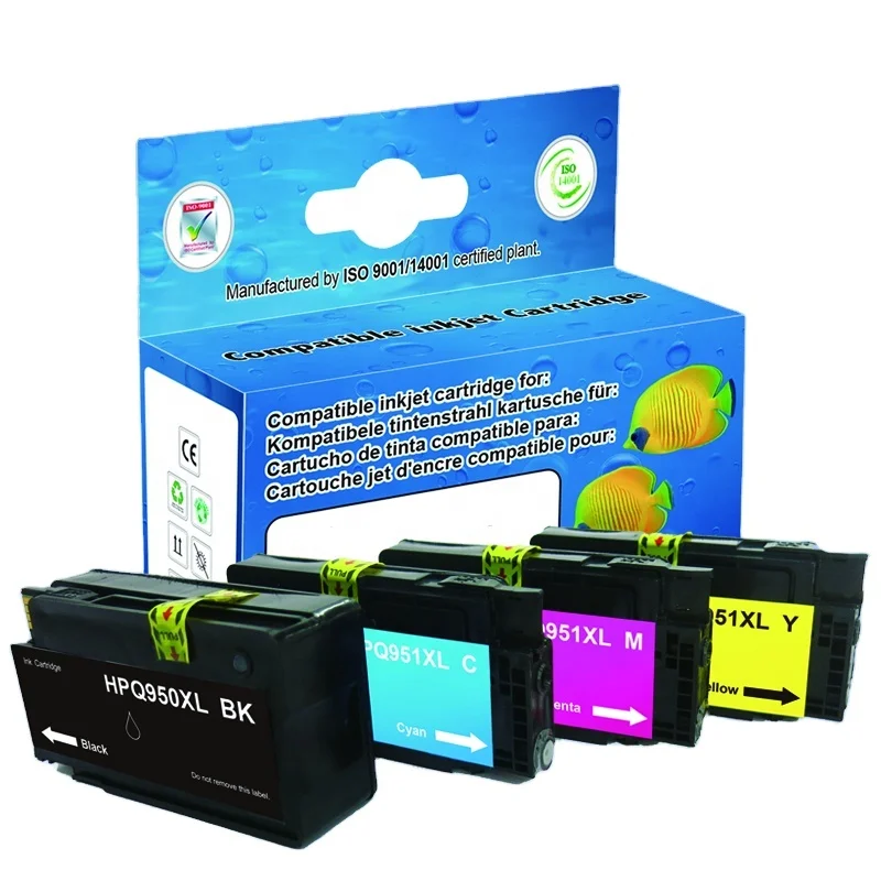 Проспект переработанного чернильного картриджа для HPQ 950XL 951XL 932XL 933XL 902XL 953XL Премиум Совместимость Цветной струйный картриджей