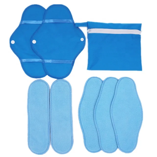 Reusable and Washable Bamboo Cloth Menstrual Sanitary Pads Set for Female Menstrual Hygiene