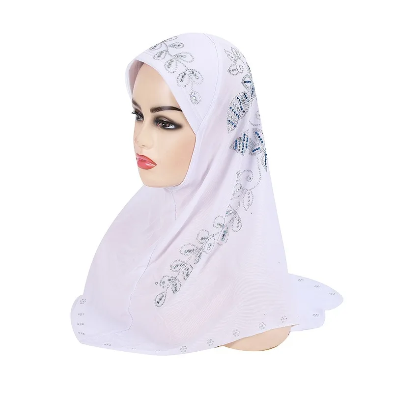 H0270 2023 Hot Selling Luxury Diamond Floral Instant Hijab Malaysia Soft Turban Easy Pull On Scarf Hijabs