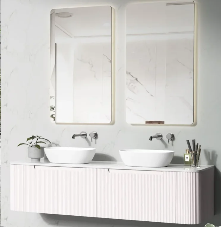 Зеркальный настенный шкаф для ванной комнаты с двумя раковиной