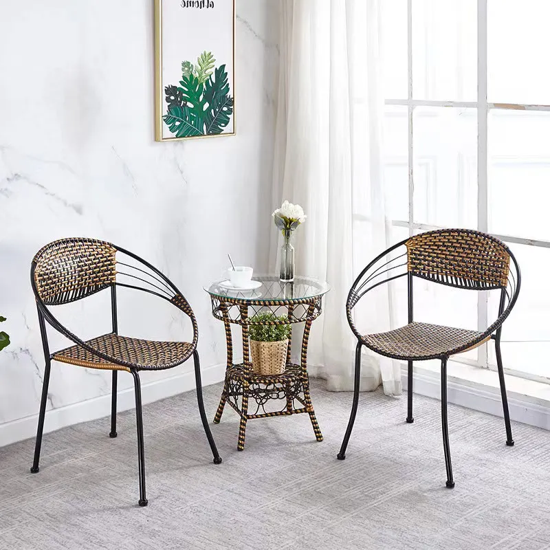 Garden Balcony Modern Dining Dine Room Hotel Restaurant Patio Furniture Set Rattan Dining Plastic Chair