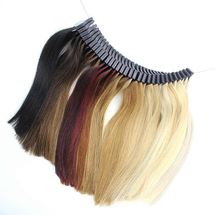 Different 40 Colors Human Virgin Cuticle Aligned Hair Extension Color Ring Colour Chart