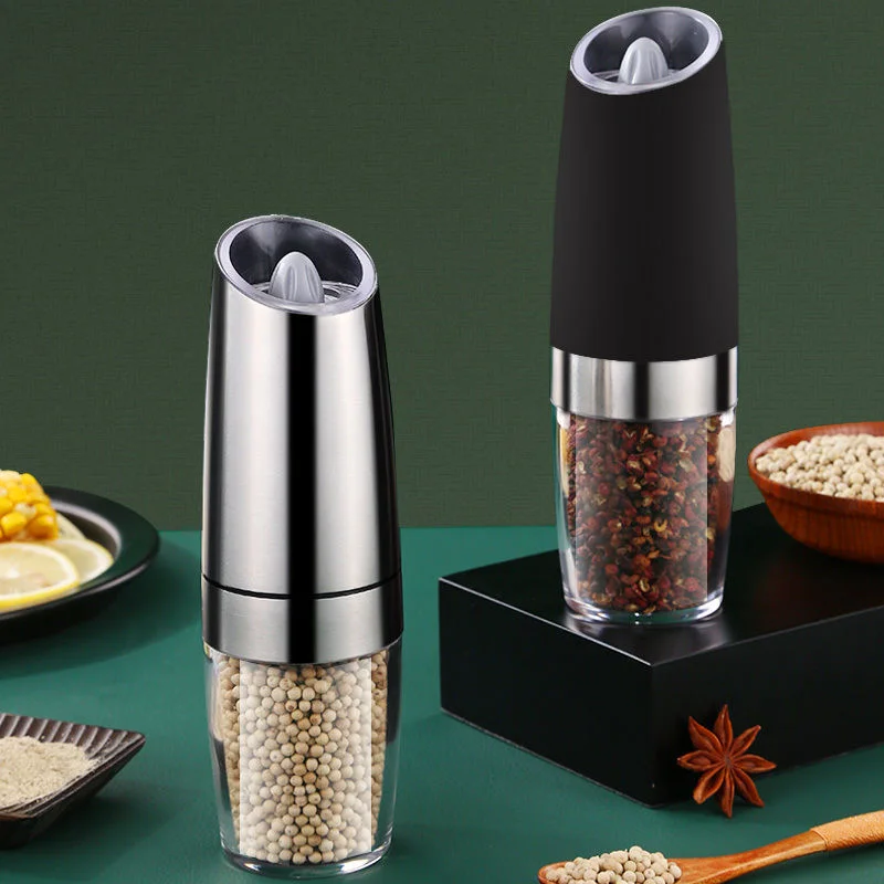 gravity electric pepper grinder,  adjustable salt and pepper grinder ,battery operated stainless steel spice grinder