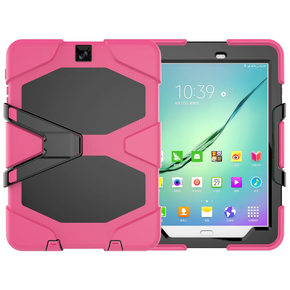 Сверхмощная броня противоударный мягкий чехол для Samsung Galaxy Tab S2 9 7 T810 T815 SM-T810 T813 T819 планшета + Защитная пленка на экран подставка ручек