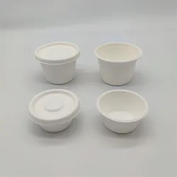 Disposable Biodegradable Compostable Sugarcane Bagasse portion cup with lid small sauce cup Sugarcane Bagasse cup