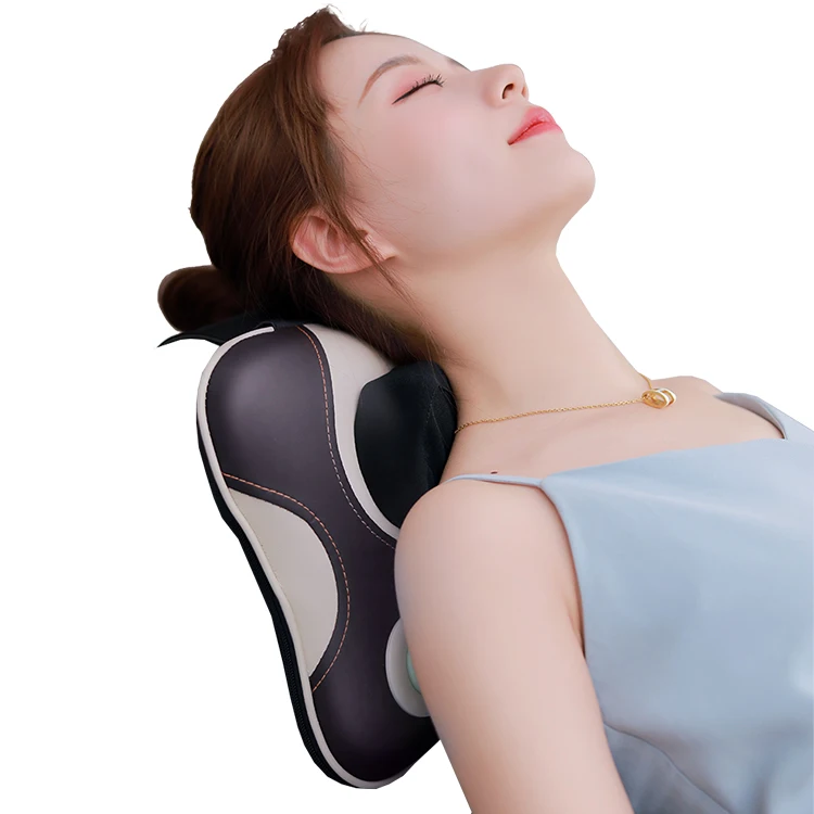 YOUMAY Mini Portable Shiatsu Inflatable Neck Massager Pillow With Heating Function For Travel, Office