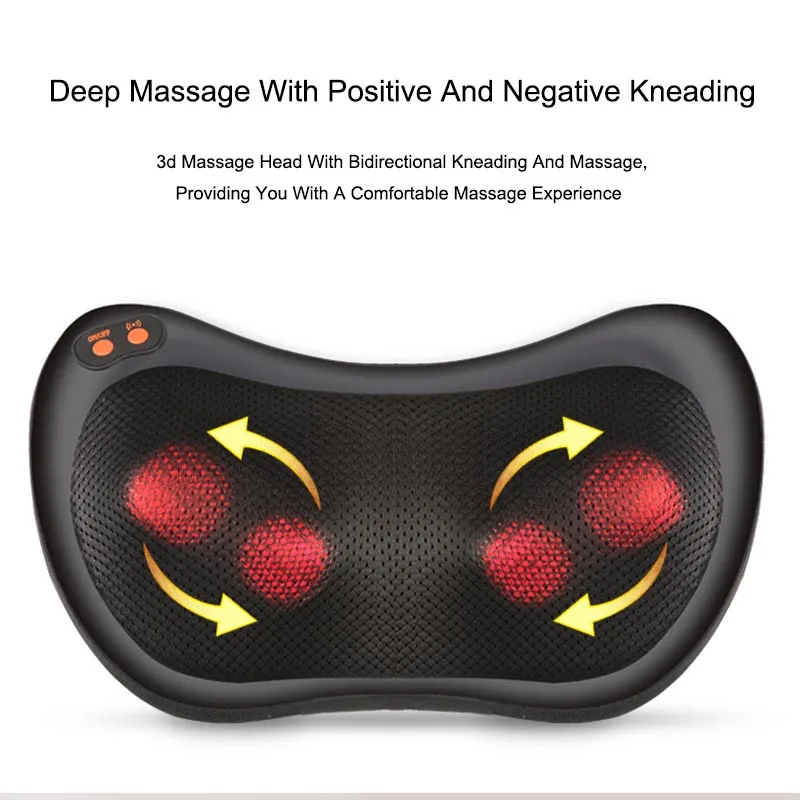 Neck Massage Pillow Heating Car Pillow Back and Neck Massager Shiatsu Vibrating Headrest Head Cervical Pillow