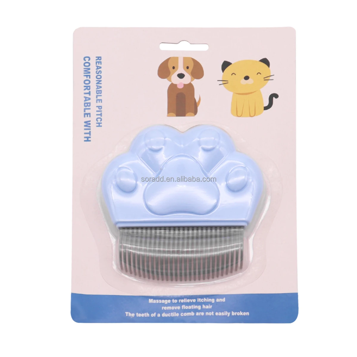 Pet Comb Cat Shedding Comb Kitten Brush Hair Massage Tool Household Grooming Daily Use Abs Portable Multifunction Comb