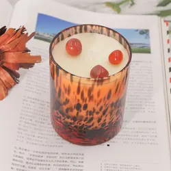 Eco-Friendly Wholesale Customized Ceramic Scented Soy Wax Spotted Jar Candle Crystal Decoration Pumpkin Gift Set Luxury Candle