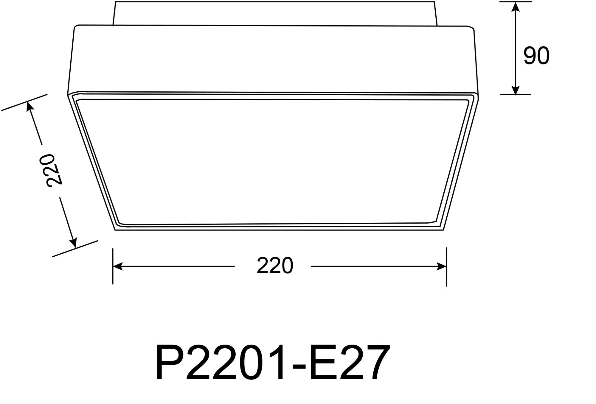 P2201-E27 IP65 наружный водонепроницаемый оптовая продажа квадратная переборка потолочный светильник высокого качества из поликарбоната