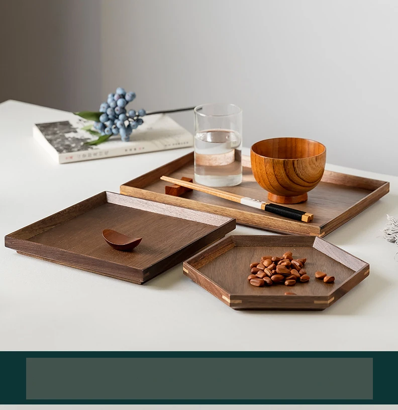 Acacia Wooden Trays Serving Platter  Bread Charcuterie Board Fruit Salad Cheese Platter Octagon Square Serving Tray