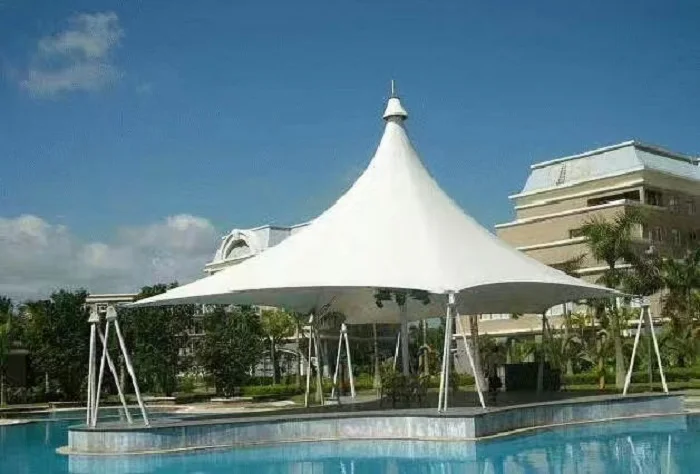 Airport outdoor embrane structure building PTFE PVC transparent tensile membrane canopy tipi tent for a hotel rooms