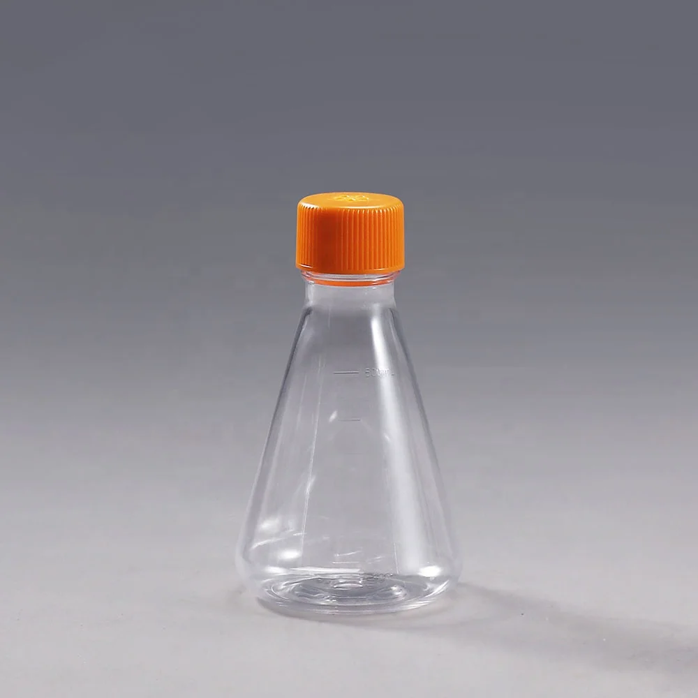 Wholesale Clear PETG PC Lab Screw Cover Triangle Conical Shake Flask 250ml Narrow mouthed Erlenmeyer Flask For Cell Culture (1600375767614)