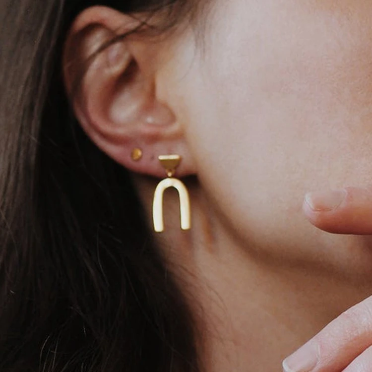 Fashion Jewelry Trendy 18K Gold Plated Stainless Steel Arch Earrings Geometric Earrings Minimalist Jewelry for Women