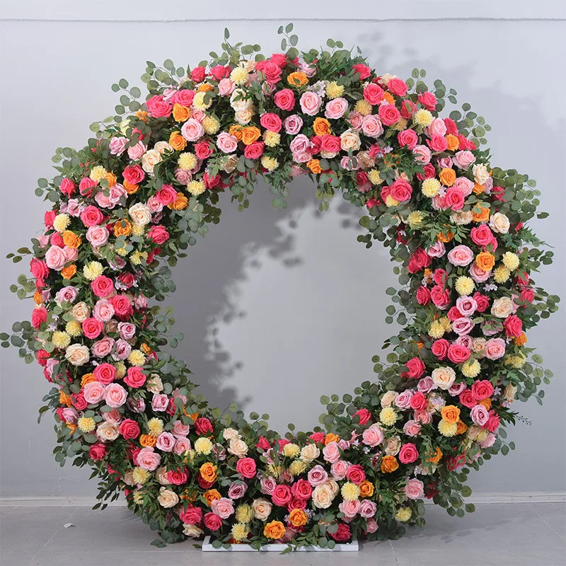 Artificial Customized Luxury Wedding Flower Arch OEM Designed 8ft*8ft Flower Wedding Arch for Background Entrance Decoration