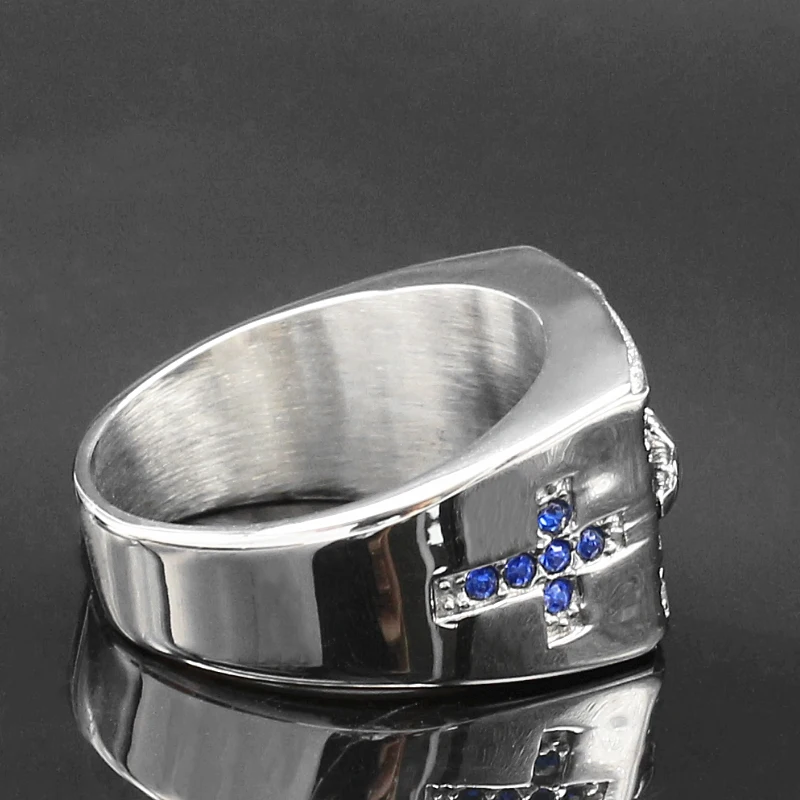 Stainless Steel Mens Engagement Diamond Jesus Rings