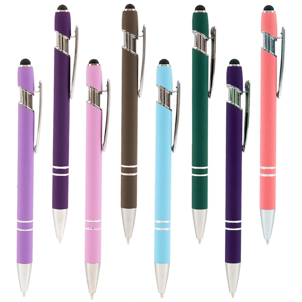 Promotional Gift Multi-function with Stylus Tip Soft Touch Screen Pen 2 In 1 Custom Logo Luxury Metal Ballpoint Pens