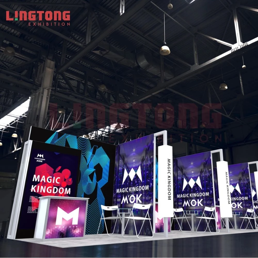 Newest design customized 80mm aluminum extrusion fabric frame booth stand  for tradeshow and technical show