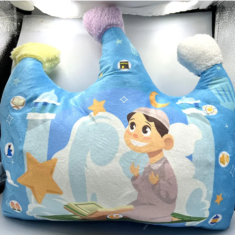 Muslim Cute Cloud Designs and Soft Star Shape Quran Dua Player Pillow with Lights for Kids Gift