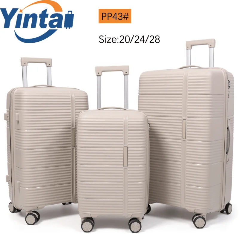 High quality Fashional travel PP hard shell large capacity multi color fashionable suitcase luggage case set