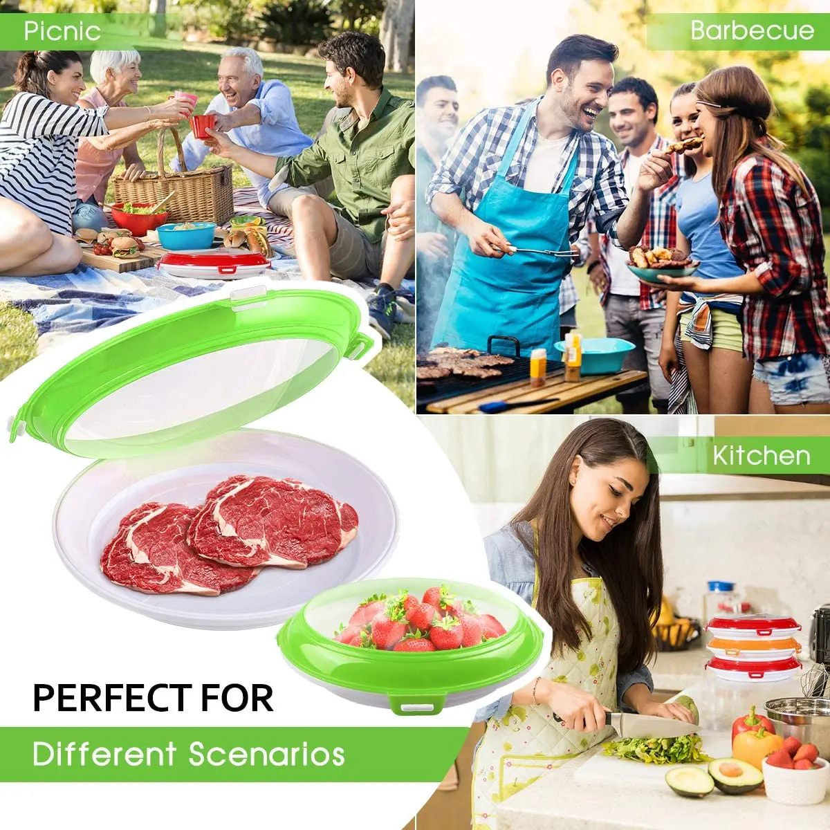 Transparent Vacuum Seal Food Preservation Trays, Airtight Vegetable Food Storage Tray, Creative Food Preservation Tray With Lid