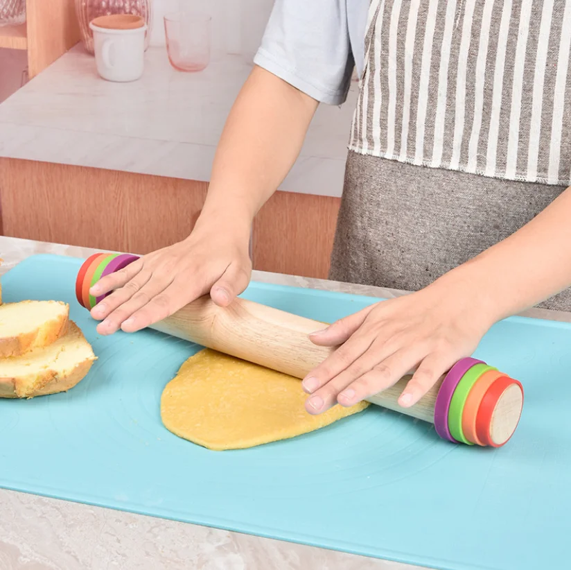 Top Seller Customized Adjustable Dough Stick Non-stick Rolling Pin wood With Graduated Household Rolling Pin To Adjust The Thick