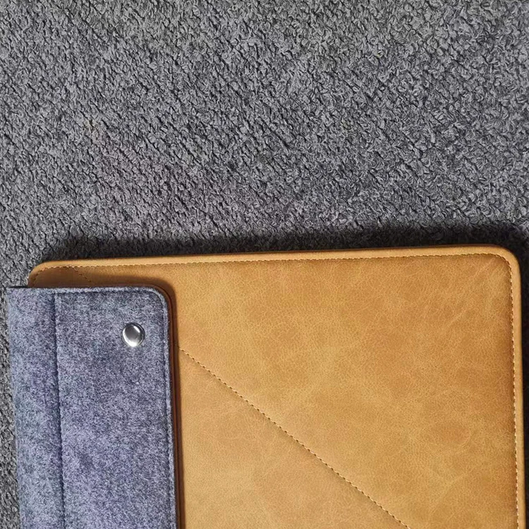 High quality PU leather and felt material envelope design document file bag case with button snap closure A4 size