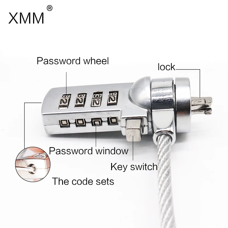  XMM-2004 стол ноутбука безопасности из нержавеющей стали 4 цифры 1 2 м ноутбук противокражная система с ПК кабельный
