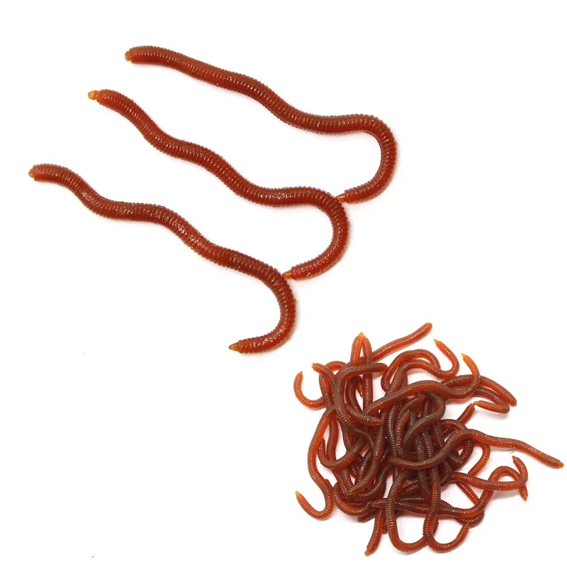 Hot Sales 8cm 0.4g 50pcs/bag Simulation Earthworm Worm Fishing Lures Worms Artificial Fishy Smell Lures Soft Bait
