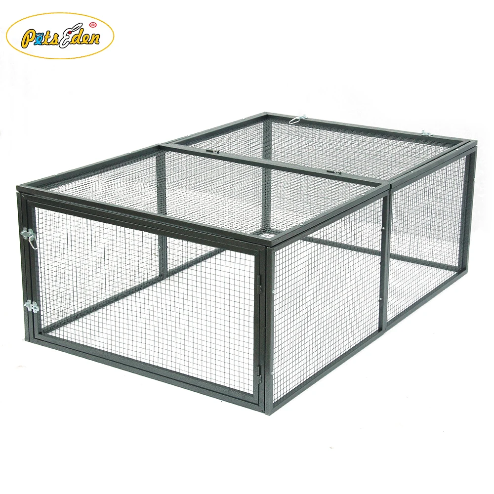 Double Door Puppy Cat Rabbit House Cage Furniture Dog Crate Kennel Outdoor Metal Pet Cages