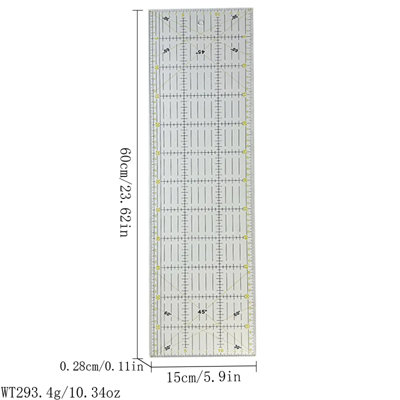 Acrylic Patchwork Ruler Cutting Fabric Tools Clothing Standing Ruling Gauge Sewing Resistance Ruler Density Spin Tape Measure