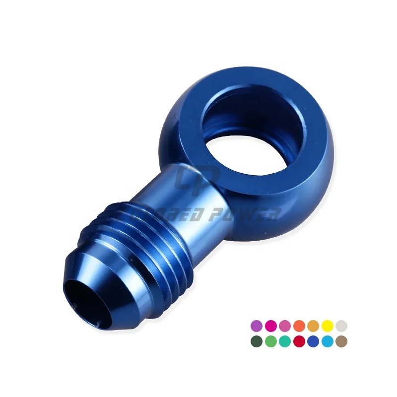 CNC Machined Aluminum Alloy Blue Black Male -6 AN AN6 6AN Banjos 12mm Fuel Pump Outlet Banjo Eye Bolt Adapter Fitting