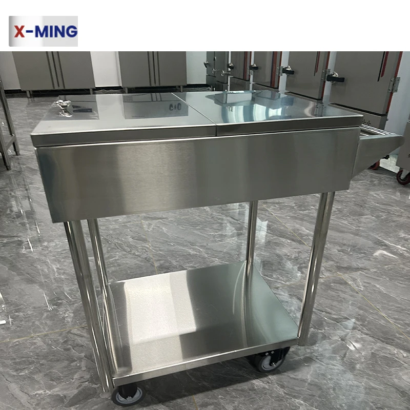 Xiangming Movable Stainless Steel Tabletop Seasoning Cart Trolley With Wheels For Kitchen Restaurant