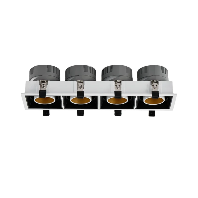 Multi Heads LED Recessed Downlight Single Double Heads 40W LED Linear Lighting Square LED Downlight Grille Light