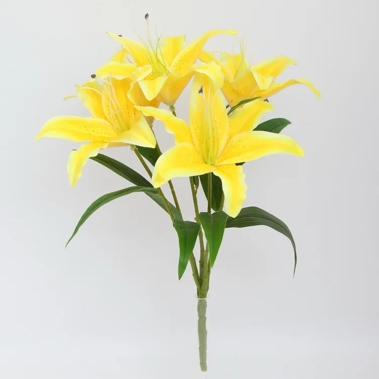 TCF BTV1012 wholesale 5 heads diameter 20cm Lily flowers artificial lily bouquet tiger lily Flowers for Home Decoration