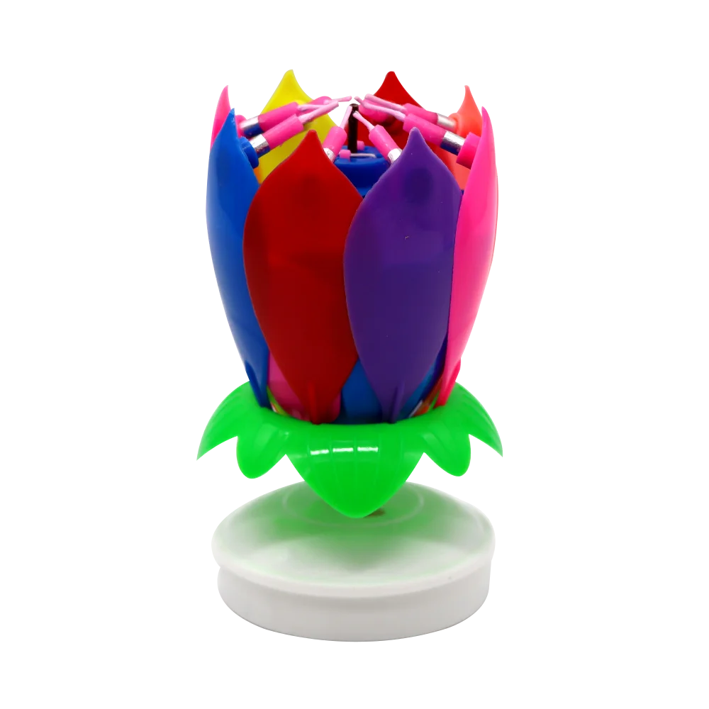 happy birthday song singing spinning lotus shape music musical birthday singing candle ratable music candle