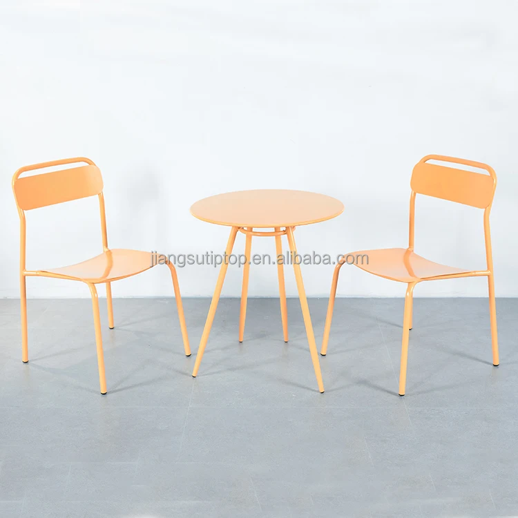 TIPTOP Beautiful Outdoor Cafe & Bistro Sets Summer Yellow Color Aluminum Bistro Table And Chairs For Street Cafe Restaurant