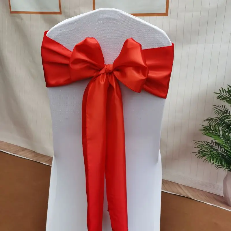 wedding decorative chair back ribbon ribbon elastic chair cover bow tie chair back flower tie wedding supplies decoration