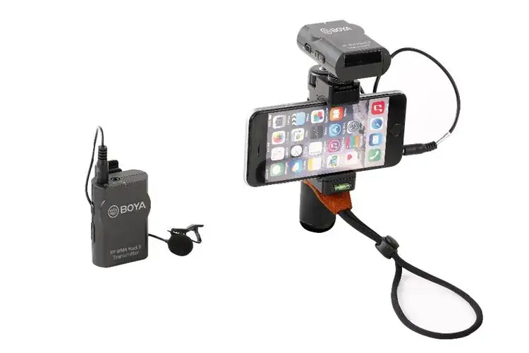 Boya BY-WM4 MK II Wireless Studio Condenser Microphone System Lavalier Interview Mic for iPhone Canon Nikon Camera Smooth 4