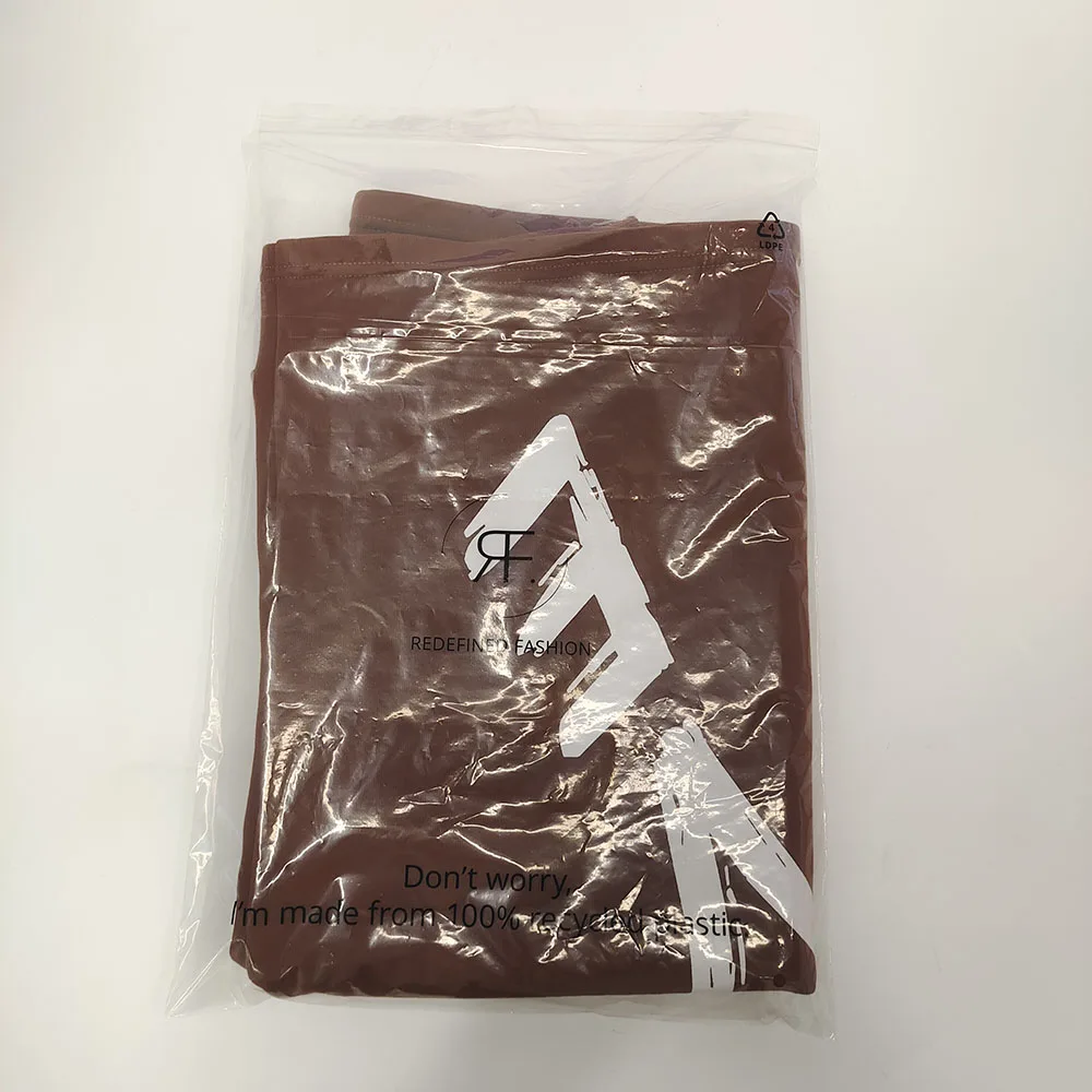 Custom Clear Plastic GRS PCR Transparent 30% PE Post Consumer 100% Recycled LDPE Polybags Clothing Bags With Suffocation Warning